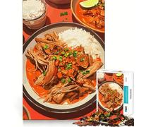 Puzzle pour Adultes de 1000 pièces,Un délicieux Repas Asiatique avec Riz et Viande,idéal pour Les articulations,Un Jeu Amusant et Stimulant pour l'esprit,Un Cadeau d'anniversaire Amusant (38x26cm)