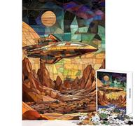 Puzzle pour Adultes de 1000 pièces Vaisseau Spatial au-Dessus d'une planète désertique Jeu Pratique d'assemblage de modèles Jouet Anti-Stress activités Amusantes à la Maison (38x26cm)