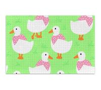 Puzzle pour adultes de 500 pièces - Cadeau de jeu familial - Jolies oies blanches vertes - Puzzle amusant - Œuvre d'art - Impression animale - 52 x 37 cm
