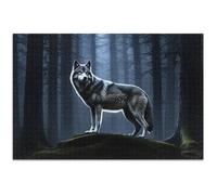 Puzzle pour adultes de 500 pièces, cadeau d'éléphant blanc, loup cool, noir, puzzle dur animal de dessin animé, 52,8 x 37,9 cm