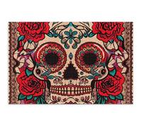 Puzzle pour adultes de 500 pièces - Cadeau familial - Motif éléphant blanc - Fleurs rouges - Tête de mort - Impression animale - 52,8 x 37,9 cm