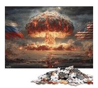 Puzzle pour Adultes de 500 pièces : Drapeaux des catastrophes mondiales au Milieu de l'explosion - Jeu éducatif et défi - 500 pièces (52 x 38 cm)