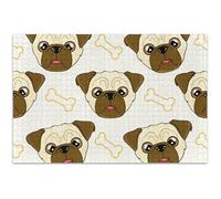 Puzzle pour adultes de 500 pièces - Éléphant blanc - Cadeaux mignons de dessin animé - Visages de carlin amusants - Puzzle de fleurs et d'animaux - 52,8 x 37,9 cm
