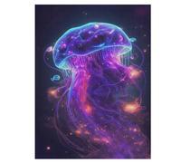 Puzzle pour Adultes De 500 Pièces, Méduse néon, Puzzles en Bois, Défi Cérébral, Jeu De Jouets 55×41cm