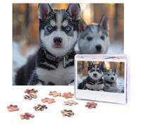 Puzzle pour adultes de 500 pièces personnalisées - Casse-tête adorable Huskies avec sac de rangement - Puzzle photo stimulant pour décoration d'intérieur, famille, mariage