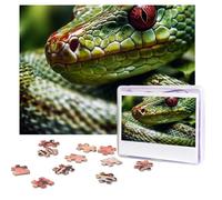 Puzzle pour adultes de 500 pièces personnalisées - Casse-tête serpent vert avec sac de rangement - Puzzle photo stimulant pour décoration d'intérieur, famille, mariage