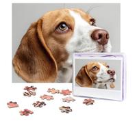 Puzzle pour adultes de 500 pièces personnalisées - Puzzle Beagle mignon avec sac de rangement - Puzzle photo stimulant pour décoration d'intérieur, famille, mariage