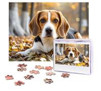 Puzzle pour adultes de 500 pièces personnalisées - Puzzle Beagle mignon avec sac de rangement - Puzzle photo stimulant pour décoration d'intérieur, famille, mariage