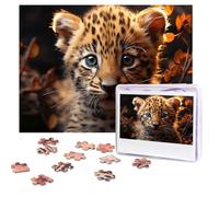 Puzzle pour adultes de 500 pièces personnalisées - Puzzle léopard mignon avec sac de rangement - Puzzle photo stimulant pour décoration d'intérieur, famille, mariage