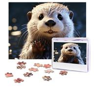 Puzzle pour adultes de 500 pièces personnalisées - Puzzles de loutre blanche avec sac de rangement - Puzzle photo stimulant pour décoration d'intérieur, famille, mariage