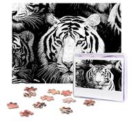 Puzzle pour adultes de 500 pièces personnalisées - Puzzles de tigres noirs et blancs avec sac de rangement - Puzzle photo stimulant pour décoration d'intérieur, famille, mariage