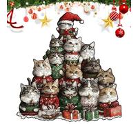 Puzzle pour Adultes,Design Décoratif d'animal Chat,Puzzle en Bois sur Le Thème De Noël avec Un Chat | pour Garçons Filles Adolescents Jeunes Femmes Mari Fils Fille Famille Amis