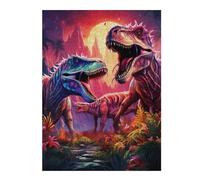 Puzzle pour Adultes Dinosaur Duel Under The Moonlit Sky Puzzle Jeux De Famille Une Œuvre d'art Cadeaux Uniques pour Un Anniversaire Et Noël