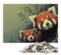 Puzzle pour Adultes Duo de Pandas Roux dans Une forêt de bambous - Jeu éducatif et Stimulant - 500 pièces (52 x 38 cm)