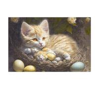 Puzzle pour Adultes Easter Kittens Nest Eggs Puzzle pour Adultes : Un Jeu Manuel Amusant Et Humoristique, Idéal comme Cadeau 75x50cm/1000pcs