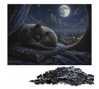 Puzzle pour Adultes en Bois, Cat Sleeping on The Moon, 300 pièces | La progression pièce après pièce - un montage clair zone par zone pendant le temps libre.