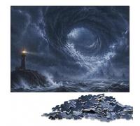 Puzzle pour Adultes en Bois, Dramatic Hurricane Over The Ocean, 300 pièces | Défi commun pour les proches avec loisir pour amateur de puzzle pendant le temps libre.