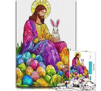 Puzzle pour Adultes en Bois, Jesus with Easter Bunny and Eggs, 300 pièces | Une activité puzzle flexible: un loisir seul ou à plusieurs sur plusieurs sessions.