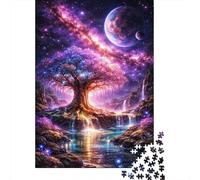 Puzzle pour Adultes, Enchanted Cosmic Tree of Life, 1000 Pièces, 52x38cm/1000pcs, Loisir D’intérieur À La Maison; Pièces Blanches pour Un Tri Ordonné