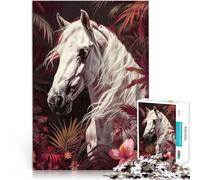 Puzzle pour Adultes et Adolescents 2000 pièces Cheval Arabe Blanc ,Convient aux 14 Ans et Plus Jeux éducatifs pour Adultes et Adolescents avec Affiche et Feuille de Quiz correspondantes。
