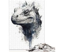 Puzzle pour Adultes et Adolescents, Dragon de Komodo, Aquarelle, Jeu Familial pour Adultes et Adolescents, 1000 pièces (75 x 50 cm)