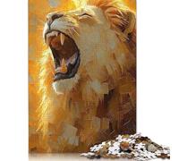 Puzzle pour Adultes et Adolescents : Le Pouvoir du Lion Rugissant - Puzzle en Papier texturé et Impasto pour Adultes, Cadeaux de Noël pour Adolescents, 38 x 26 cm/1 000 pièces