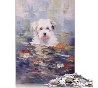 Puzzle pour Adultes et Adolescents - Monet, Chien, Nymphéas - 1000 pièces - Puzzle en Papier - Jeu éducatif et créatif - 38 x 26 cm