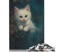 Puzzle pour Adultes et Portrait de Chaton Blanc, Puzzle en Bois de 500 pièces, Jeu de réflexion pour Adultes et à partir de 18 Ans, Jeu de logique, 500 pièces (52 x 38 cm)