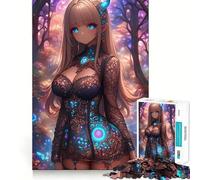 Puzzle pour Adultes Fille d'anime dans la forêt 1000 pièces,Jeu de mémoire,Assemblage sécurisé et Solide,Jeu de Construction de Liens significatifs (50x75cm)