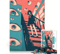 Puzzle pour Adultes Fille d'anime entourée d'yeux 1000 pièces Jeu de réflexion Cadeau Découpe de Haute précision Activité relaxante à Faire en Groupe à l'intérieur (38x26cm)