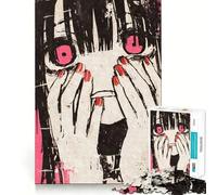 Puzzle pour Adultes Fille d'anime se cachant Le Visage 1000 pièces Découpe de Haute précision Facile à Apprendre Idéal pour Toute la Famille (50x75cm)