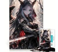 Puzzle pour Adultes Fille démoniaque Anime avec épée 1000 pièces Découpe de Haute précision Facile à Apprendre Idéal pour Toute la Famille (38x26cm)