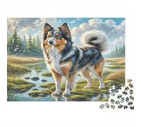 Puzzle pour Adultes Finnish Spitz pour Décoration Murale, Lapphund Finlandais près d'un Ruisseau Jeu Éducatif Décompression 1000Pièces 70x50cm/1000pcs