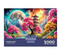 Puzzle pour Adultes « Fleurs de Montagne et de rivière » Pagode par Pink Tree Big Moon, Jeu éducatif et détendu, décoration Murale, 70x50 cm/1000pcs