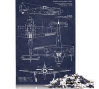 Puzzle pour Adultes FockeWulf Fw190A8 Blueprin 1000 pièces, Puzzle en Papier, à partir de 18 Ans, Jeu Stimulant, 38 x 26 cm / 1000 pièces
