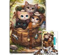 Puzzle pour Adultes Four Kittens in A Backpack 1000pcs (70x50cm) Loisir | Choisissez un cadeau pour passionné de puzzles pour les soirées d’hiver, pour les journées au chaud.