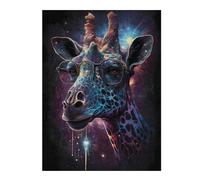 Puzzle pour Adultes Galactic Giraffe Glasses Art Print Puzzle pour Adultes - Jeu Manuel - Une Œuvre d'art - Idéal comme Cadeau pour Toute La Famille 52x38cm/1000pcs