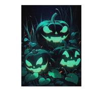 Puzzle pour Adultes Glowing Jack-o-Lanterns Puzzles pour Adultes, Jouets À Monter Soi-même, pour S'amuser en Famille, Une Offre Idéale comme Cadeau pour Toute La Famille 52x38cm/1000pcs