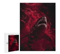 Puzzle pour Adultes Great White Shark Attack Puzzles pour Adultes Améliorez Votre Mémoire Activités Ludiques À La Maison Idéal comme Cadeau 500 PCS