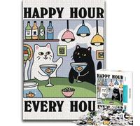 Puzzle pour Adultes Happy Hour Cat Martini Art 1000pcs (38x26cm) | Une activité puzzle d’hiver pendant les w nds de janvier, pour rester concentré.