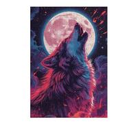Puzzle pour Adultes Howling Wolf Under Pink Moon Art Puzzles pour Adultes, Jouets À Monter Soi-même, pour S'amuser en Famille, Une Offre Idéale comme Cadeau pour Toute La Famille 38x26cm/1000pcs