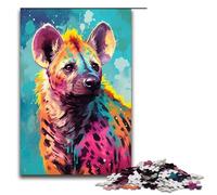 Puzzle pour Adultes Hyène Africaine éclaboussures Beaucoup de Couleurs denses Puzzle 1000 pièces Excellent Cadeau Convient aux Adolescents de 14 Ans et Plus 75x50cm