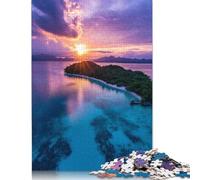 Puzzle pour Adultes Île au Coucher du Soleil Tropical 500 pièces Puzzle en Bois Puzzles pour Les 18 Ans et Plus pour Adultes 500 pièces (52 x 38 cm)