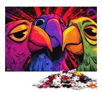 Puzzle pour Adultes - Illustration de têtes de perroquets colorées - 300 pièces - Puzzle en Bois créatif pour Adultes - Jeu éducatif Familial (40 x 28 cm)