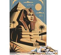 Puzzle pour Adultes : Illustration du Sphinx et des Pyramides égyptiennes. Puzzle de 1000 pièces en Papier. Jeu de réflexion pour Adultes (à partir de 18 Ans). Dimensions : 38 x 26 cm.