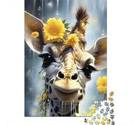 Puzzle pour Adultes - Illustration d'une Girafe - Puzzle en Bois de 1000 pièces (75 x 50 cm) - Décoration intérieure