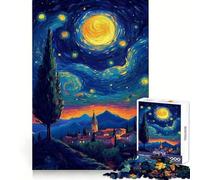 Puzzle pour Adultes inspiré du Paysage de Village de la Nuit étoilée, 1000 pièces, Jeu de logique et de réflexion, Plaisir Lent, découpe précise, pièce de Collection 38x52cm