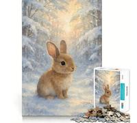Puzzle pour Adultes Lapin Aquarelle dans Une forêt d'hiver »,1000 pièces,pour développer la mémoire,s'amuser,Haute précision,découpe Facile,idéal pour Toute la Famille (38x52cm)