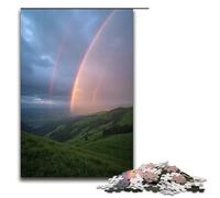 Puzzle pour Adultes l'arc-en-Ciel s'étend sur Toute la vallée après la Pluie Puzzle en Bois 1000 pièces pour Jeux en Famille 1000 PCS (75x50cm)