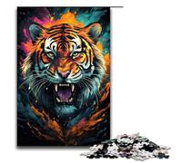 Puzzle pour Adultes Le Roi des Bêtes coloré et psychédélique Puzzle 1000 pièces Excellent Cadeau Convient aux Adolescents de 14 Ans et Plus 75x50cm